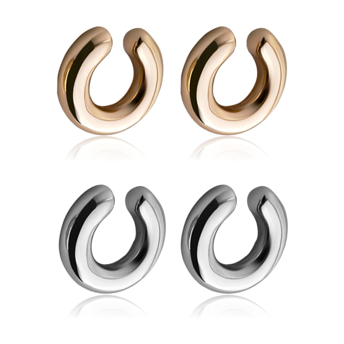 Orecchini A Clip Ipoallergenici - 2 Paia Forma C Oro E Argento - Orecchini Non Perforanti Per Donne