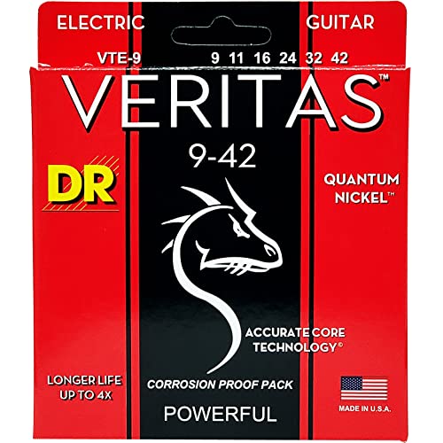 DR String VTE-9 Veritas Jeu de cordes pour guitare electrique - Les Beatles, Paul McCartney, John Lennon, RIngo Starr, George Harrison DR String VTE-9 Veritas Jeu de cordes pour guitare electrique
