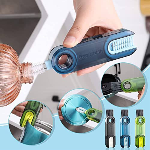 Image of VONT 3 in 1 Bottle Lid Gap Cleaning Brush, Tiny Bottle Cup Lid Straw Cleaner Tools Multi-Functional Crevice Cleaning Brush - Pack of 1