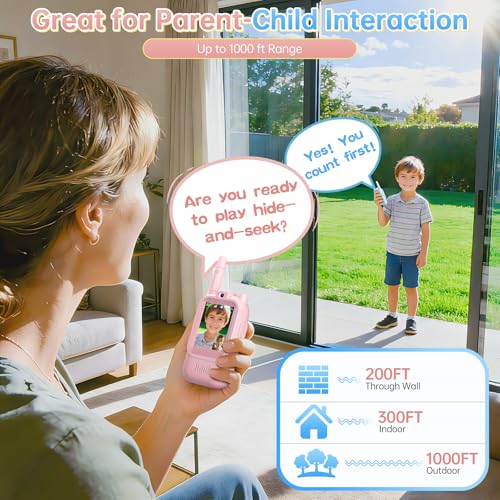 HD Video Walkie Talkies for Kids, Kids Toys for 6+ Year Old Girls, Camera & Clear Fun Voice Effects & 1000ft Range, Boys&Girls Kids Gifts, Kids Walkie Talkies for Family Games Indoor & Outdoor Play — view 4