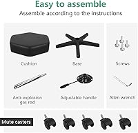 Vista 7 de FURWOO Taburete con ruedas hexagonales con ruedas para spa y salón de masaje, color negro