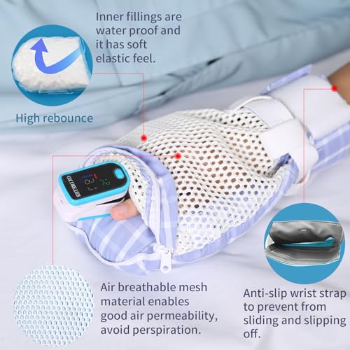 Image of Dementia Restraint Gloves Zipper Opening for Prevent Scratching Harm,Control Mitts for Elderly, Fingers Protection Dementia Products, Breathable,Reusable and Washable - 2Pcs