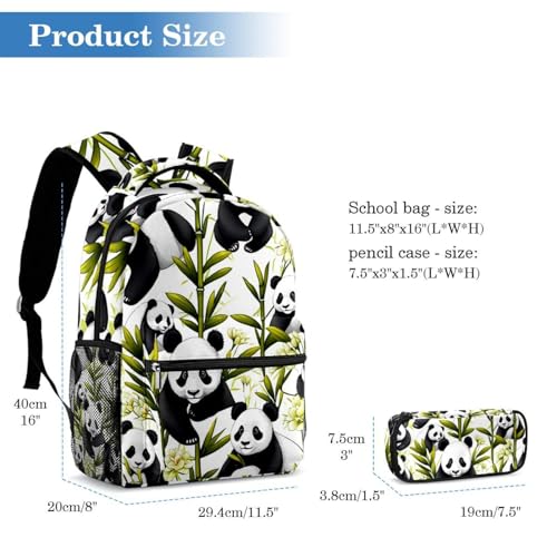 Ensemble sac à dos et trousse à crayons panda multicolore pour la rentrée des classes