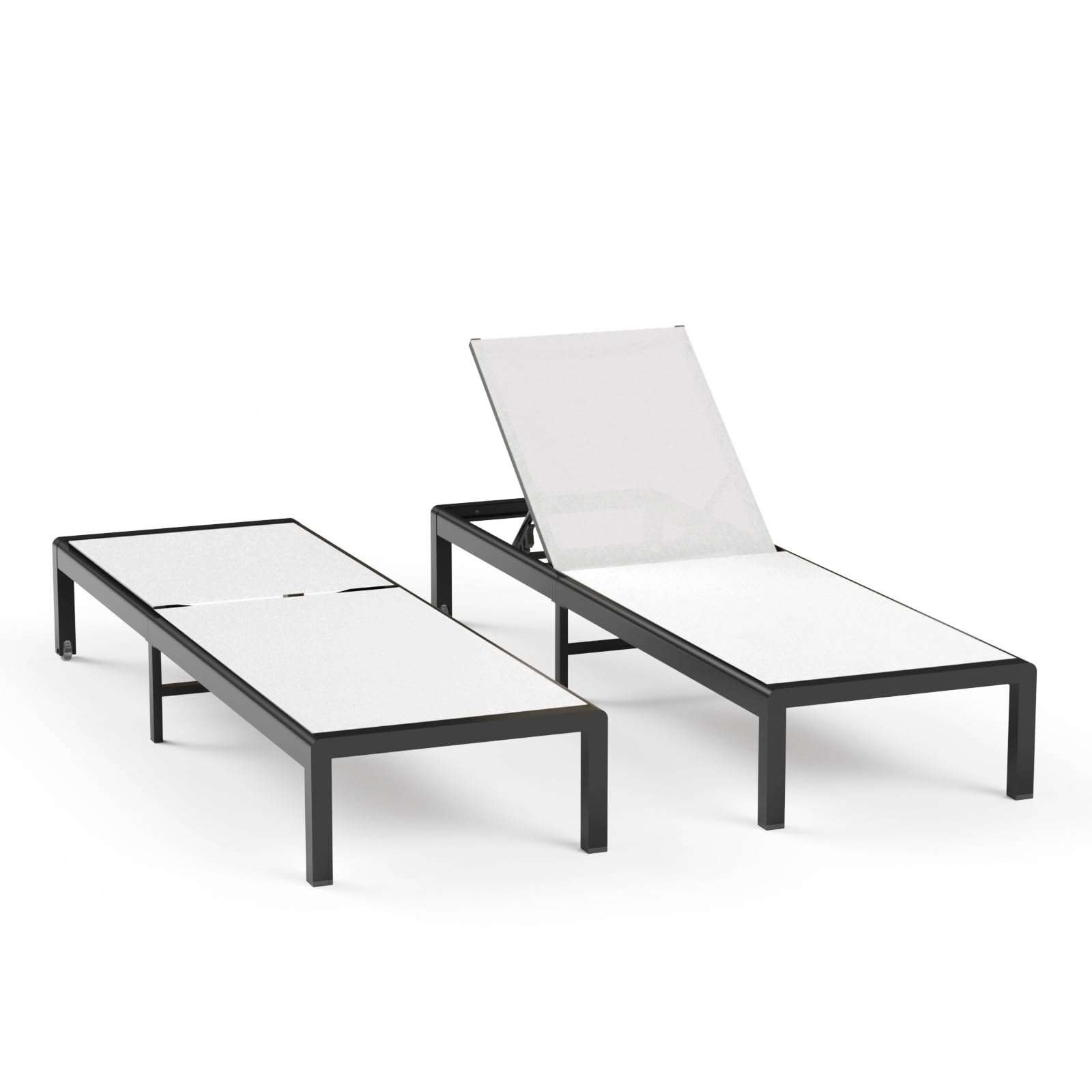 WOAJNQO Aluminum Lounge Chairs Outdoor Chaise Furniture,2 Sets Patio Metal Deck Lounger Adjustable 5-Position Poolside Chase Recliner with Wheels for