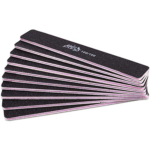 Pana Black Nail File Jumbo Size (Grit: 100 x 100, Pack of 10 Pieces) USA Professional Emery Board JUMBO Size Nail Files