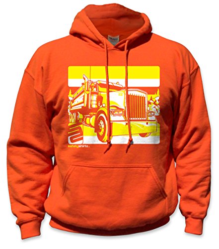 SafetyShirtz Dump Truck Safety Hoody Orange w Yellow 2XL
