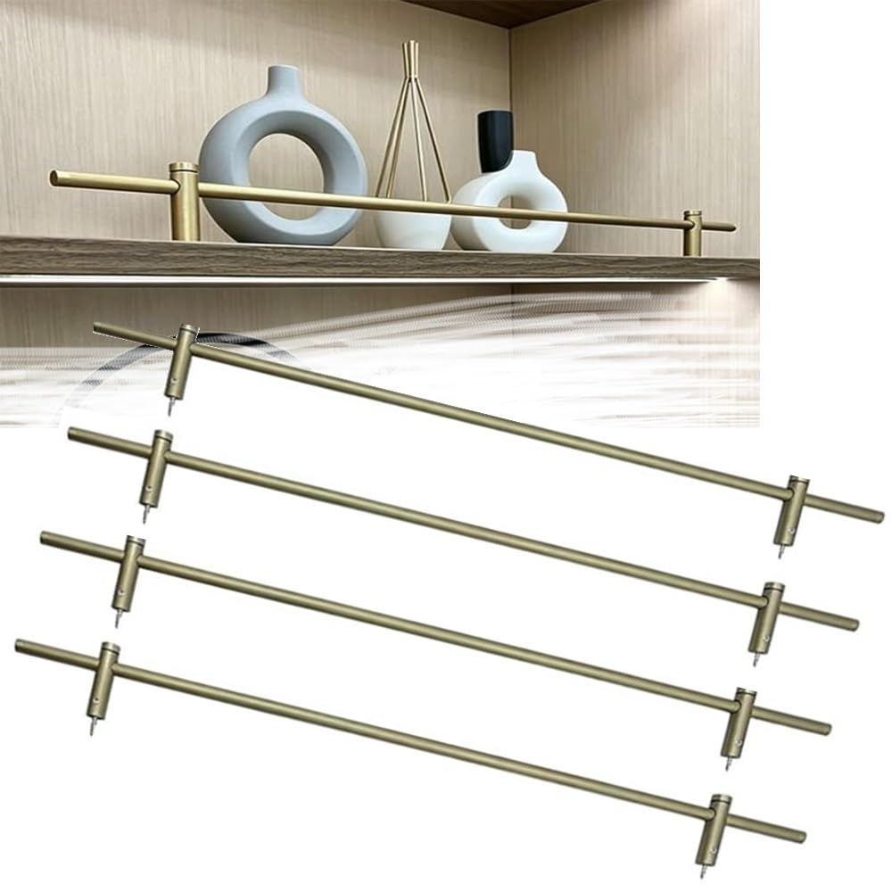 Svbvrfeew Bronze(4Pcs) Display Shelf Guard Rails Gallery Rail Tipping Decorative Railing Rod Aluminum Round Tube Fence Shelf Rail Guardrail Anti-Fall 2 Pcs 4 Pcs(,44In/111.8Cm)