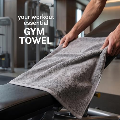 Image of MYTRIDENT Cotton Bamboo Gym Towel for Men Workout & Women Workout | 450 GSM | Perfect Gym Towel Size 45 Cms x 90 Cms | Quick-Dry | Extra Absorbent | Lightweight | Suitable for All Sports | Charcoal