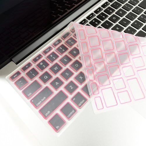 TOP CASE - Silicone Keyboard Cover Skin for MacBook Unibody 13-Inch/Old Generation MacBook Pro 13, 15, 17-Inch with or Without Retina Display/Wireless Keyboard with TopCase Mouse Pad - Light Pink