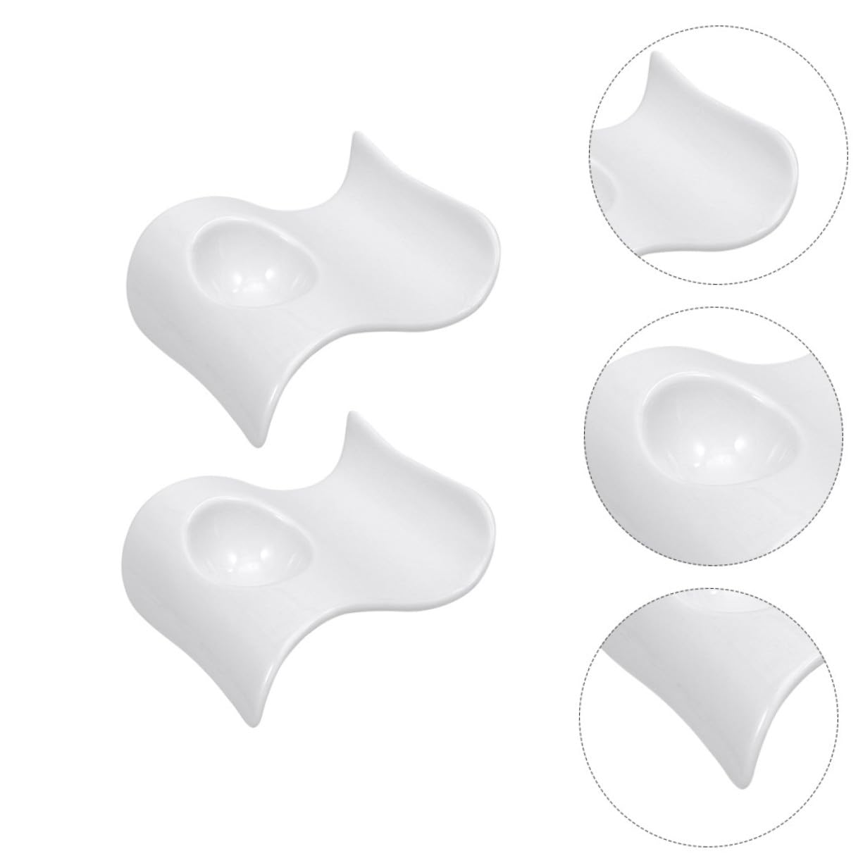 TOYANDONA 6pièces Lot de Porte-œufs Céramique Pratiques Assiettes à Œufs Design Ondulé Moderne Faciles à Nettoyer pour Apéritifs Et Œufs Durs Table à Manger