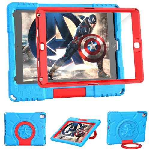 Kids Case for iPad 5th/6th Generation 9.7-inch 2017/2018 Release, Lainergie iPad Air 2 Case with Screen Protector, iPad Pro 9.7 Protective Cover Case Lightweight Shockproof with Handle Stand,Blue