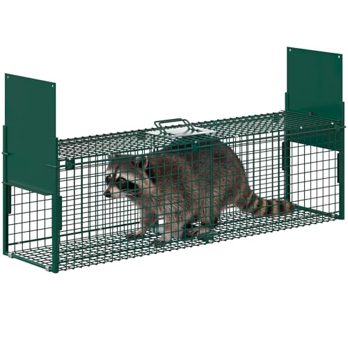 Raccoons Traps Foldable Live Animal Trap Cage Humane Trap Double Door Easy Set & Release Adjustable Trigger Pedal for Stray Cats, Squirrels, Rabbits, Skunks, Groundhogs, Armadillos 39