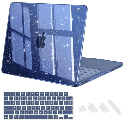 Image of Midkart Compatible with MacBook Neo Case 13 inch 2026 Release Model A3404 with A18 Pro Chip Hard Shell Case Cover with Keyguard and Dustplugs, Indigo Transparent Glitter
