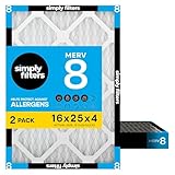 Simply 16x25x4 Air Filter MERV 8, 2 Pack, For Home AC...