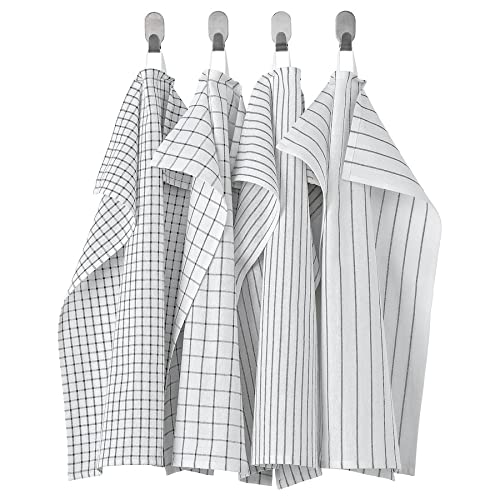 IKEA RINNIG Tea towel, 45x60 cm [white/dark grey/patterned] - 4 PACK