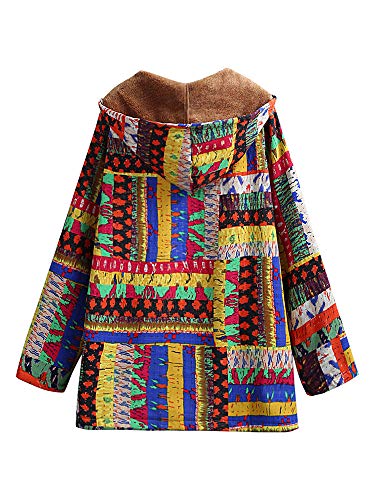 Andoer Casaco feminino vintage com capuz longo de algodão com bolsos de pele plus size com zíper Cas