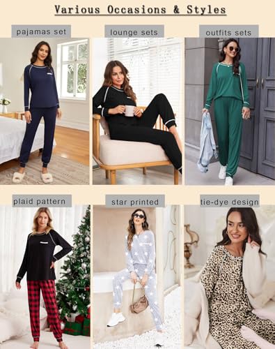 Image of Ekouaer Pajamas Set for Women Soft Comfy Pjs Sets Long Sleeve Sleepwear Loungewear S-XXL