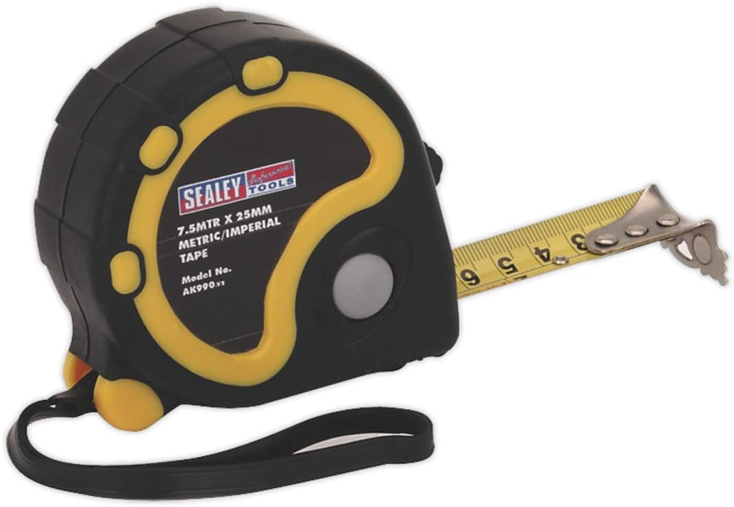 Sealey AK990 7.5 mtr(25 ft) x 25 mm Metric/Imperial Measuring Tape, Silver