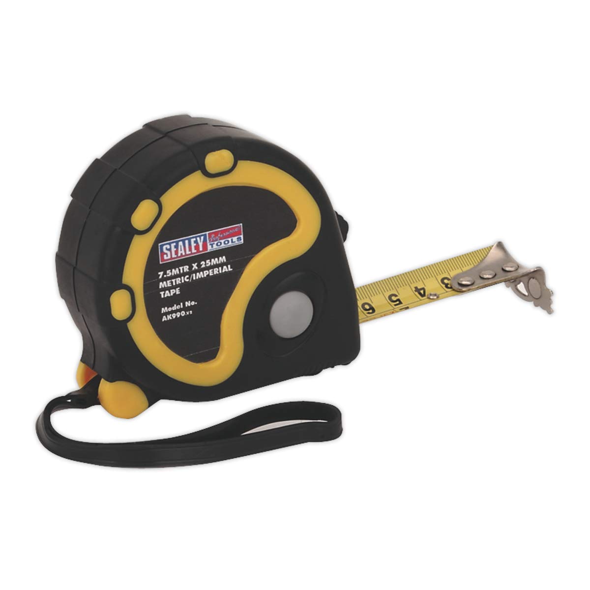 Mètre ruban 7,5 m x 25 mm SEALEY avec boîtier antichoc et blocage automatique fiable