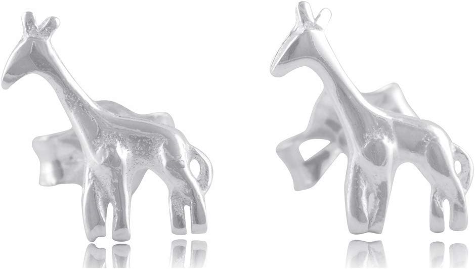 Sterling Silver Small Giraffe Stud Earrings for Adult Women and Teen Ladies 0.23in