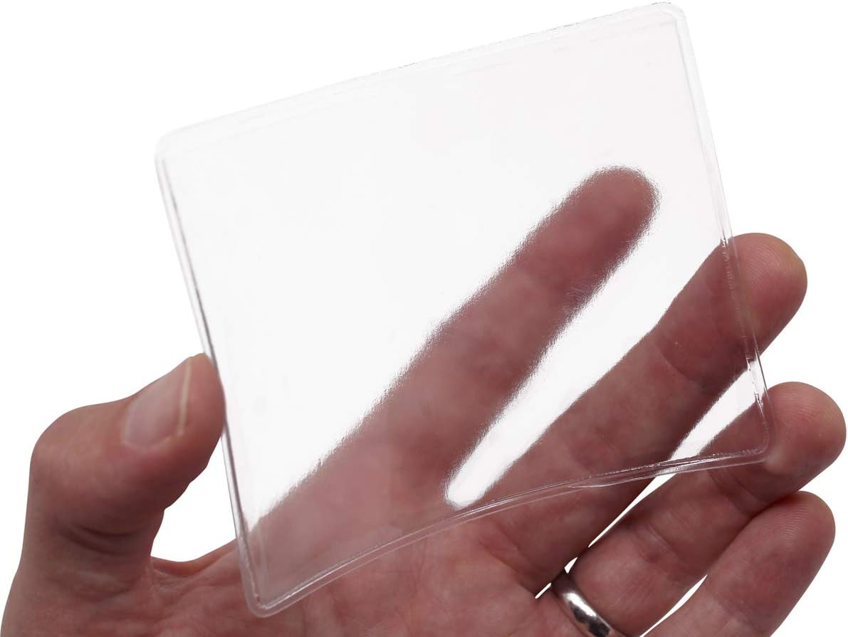 2 Pack - Parking Permit Holder for Car Windshield - Clear Adhesive Parking Tag Pouch - Vinyl Plastic Document Protector Holds Large Parking Placard, Pass, Decal or Sticker (4 x 3) by Specialist ID