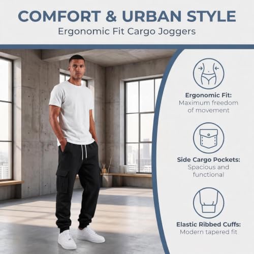 Men's Cargo Pants Comfy Drawstring High Waisted Joggers Cargo Trousers - image 5