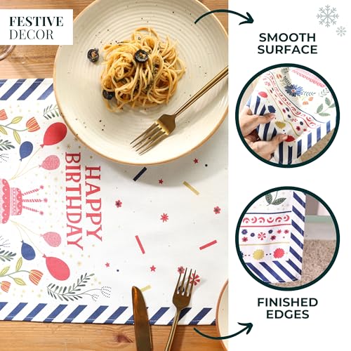 Folkulture-Happy-Birthday-Table-Runner-72-Inches-Long-for-Birthday-Table-Decor-100-Cotton-Table-Runners-for-Birthday-Celebrations-Boho-Table-Runners-for-Table-Birthday-Decorations-Happy-Birthday Folkulture Happy Birthday Table Runner 72 Inches Long for Birthday Table Decor 100 Cotton Table Runners for Birthday Celebrations Boho Table Runners for Table Birthday Decorations Happy Birthday
