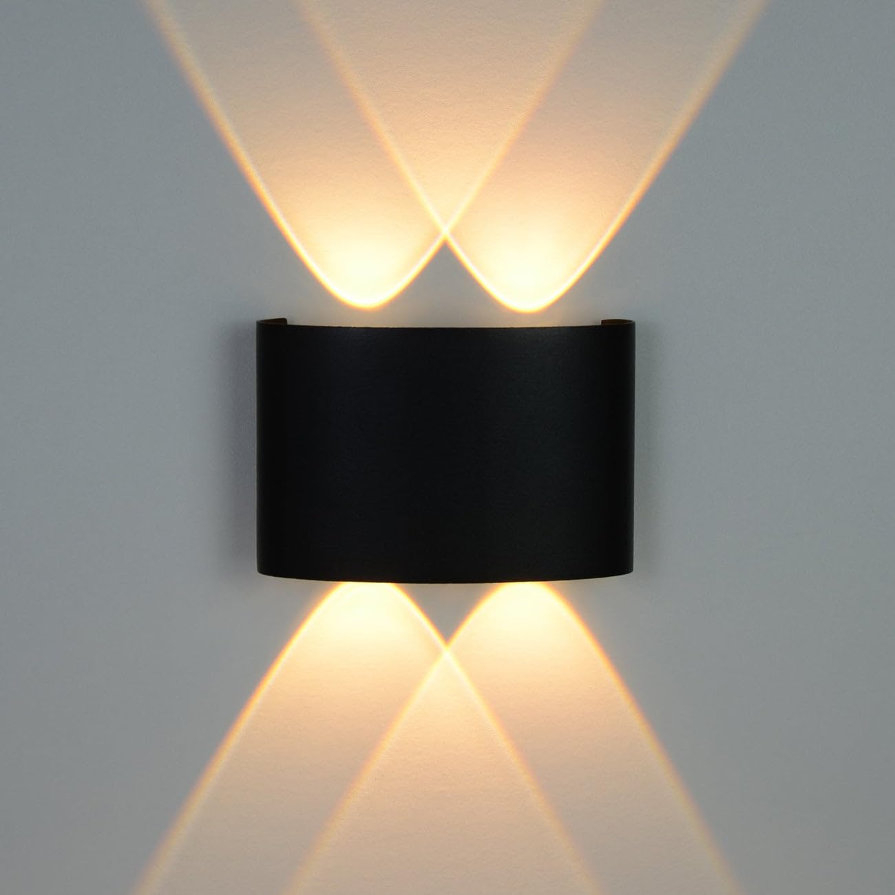 G.w.s Warm White (3000K) G.w.s® 4W Black Modern Led Sconce Ip54 Indoor/Outdoor Up And Down Wall Light Warm White 3000K (Wl-T4-B-Ww)