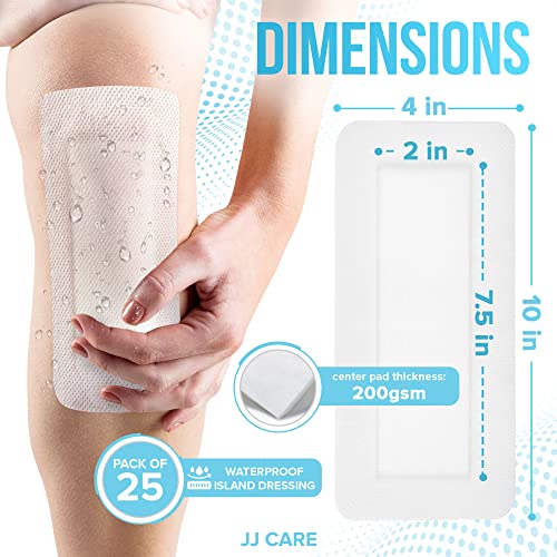 Curita adhesiva impermeable para isla [Pack de 25], 4" x 10" gasas estériles con borde, gasas transpirables con almohadilla central no adherente, envueltas individualmente miniatura 2