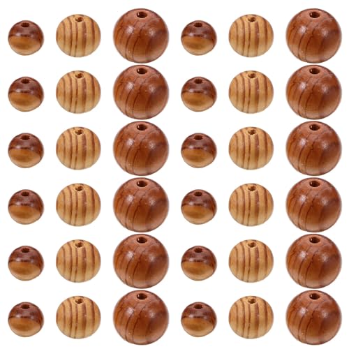 Gadpiparty 60 Piezas Cuentas de Madera Natural Redondas con Orificio Cuentas Sueltas para Manualidades Abalorios de Madera para Hacer Collares Pulseras y Macramé para Joyería DIY