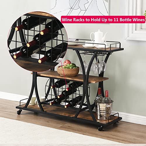 mikibama-Industrial-Serving-Bar-CartRustic-Metal-Wooden-Mini-Bar-Carts-for-The-HomeSmall-Farmhouse-Mobile-Home-Bar-Cart-with-Wine-Rack-Storage-for-LiquorDrinkCoffee mikibama Industrial Serving Bar CartRustic Metal Wooden Mini Bar Carts for The HomeSmall Farmhouse Mobile Home Bar Cart with Wine Rack Storage for LiquorDrinkCoffee