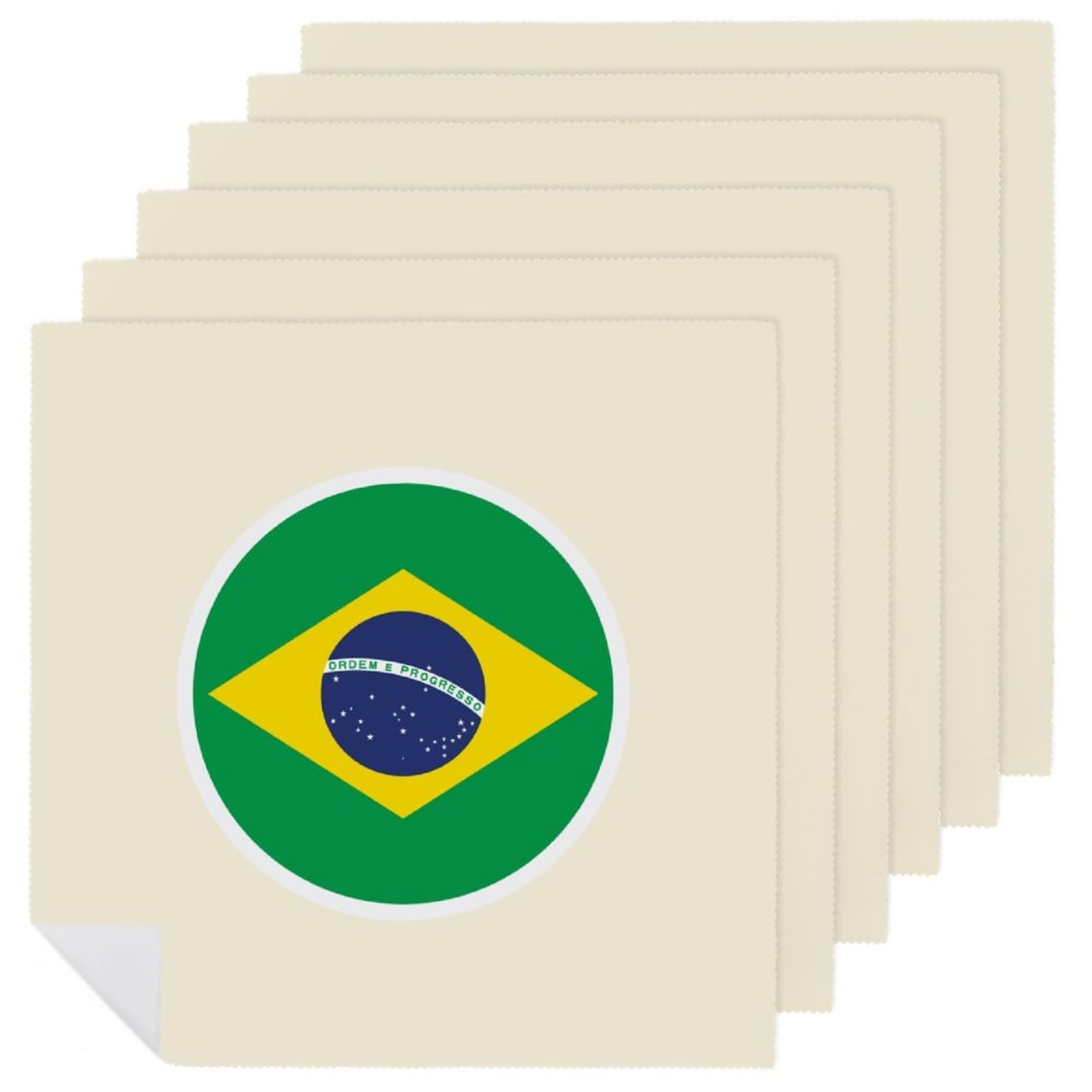 Servilletas de tela reutilizables de la bandera de Brasil suaves para cena