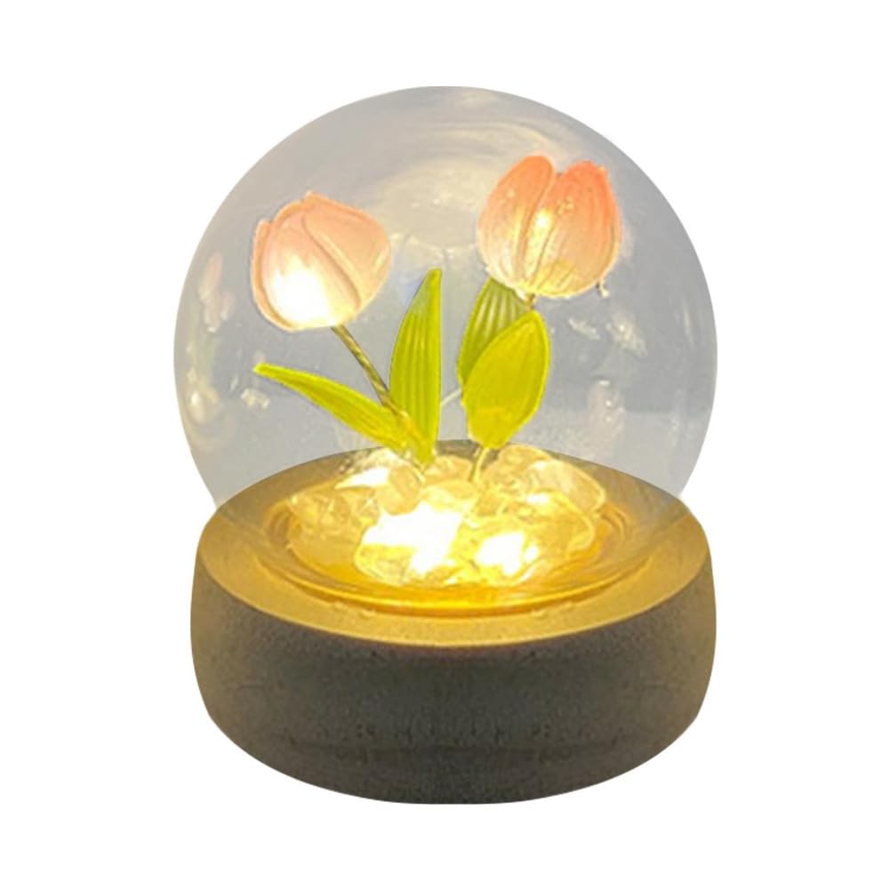 anso Handmade Tulip Night Light Table Lamp Bedside Decoration Desktop Ornament (2 Flowers)