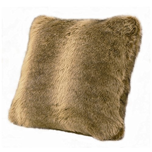 HiEnd Accents Faux Wolf Fur Oversized Throw Pillow, 22x22 inch, Soft Cozy Fluffy Fuzzy Luxury Decorative Pillow, Cabin Lodge Rustic Style
