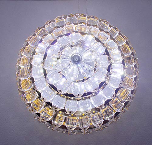 Image of swanart Crystalline Chandelier, 28cm Modern Crystal Ceiling Light Fixture Elegant Flush Mount LED Lamp with 3 Color Temperatures K9 Crystal Chandelier for Bedroom, Living Room, Dining Room