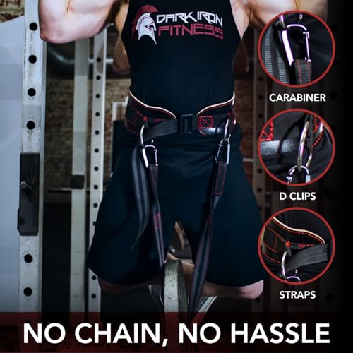 Dark Iron Fitness Dip Belt - gewatteerde lederen gewichtsriem met 40 inch riem voor dips, squats en pull-ups - gewichtheffen riemen voor mannen en vrouwen tot 122,5 kg - Afbeelding 3