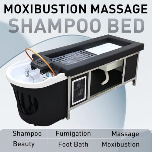 UFAGFDA Luxury Head Spa Equipment, Professional Japanese Head Spa Bed, Stationary Massage Shampoo Table with Moxibustion & Footbath, Water Circulation, Fumigation, for Salon Spa Beauty - Image 2
