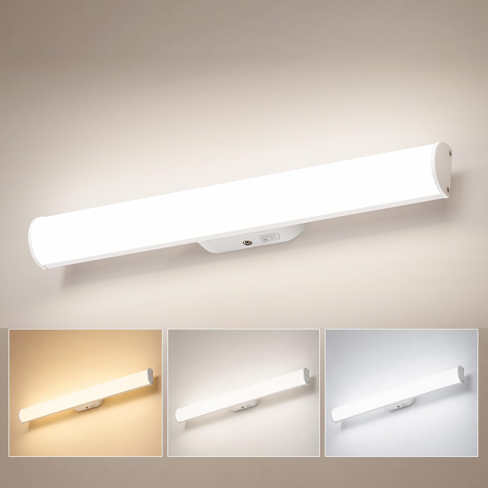 OOWOLF Bathroom Mirror Wall Light with Switch -12.5" 16W 3000K/4500K/6000K