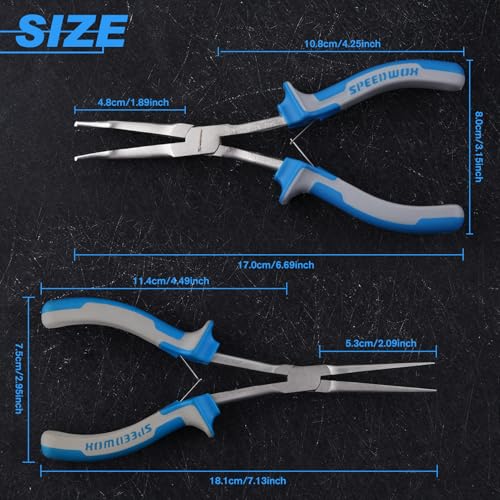 Image of SPEEDWOX 2PCS Long Reach Needle Nose Pliers & Bent Needle Nose Pliers Set