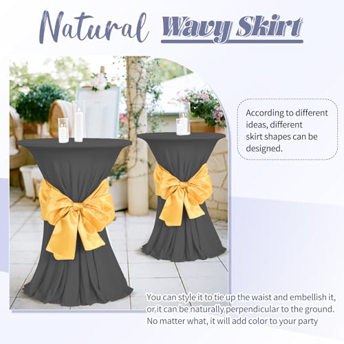 Nappe ronde grise stretch de qualité supérieure drapé ondulé mariage