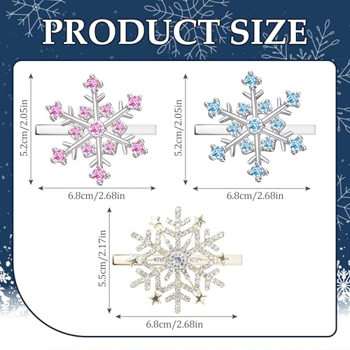 Image of 6 PCS Christmas Snowflake Hair Clips for Women Sparkly Rhinestone Snowflake Hairpin Barrette Holiday Wedding Bridal Hairstyle Salon Christmas Holiday Party Hair Accessory Gifts (Snowflake)