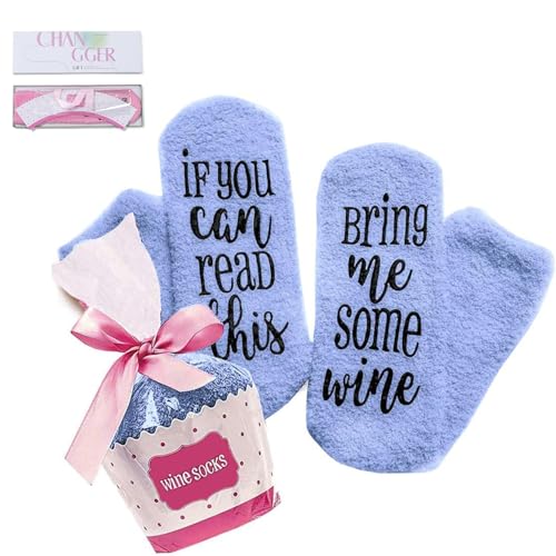 Image of CHANGGER If You Can Read This Bring Me Some Fuzzy Funny Saying Crew Socks christmas Unisex Gift