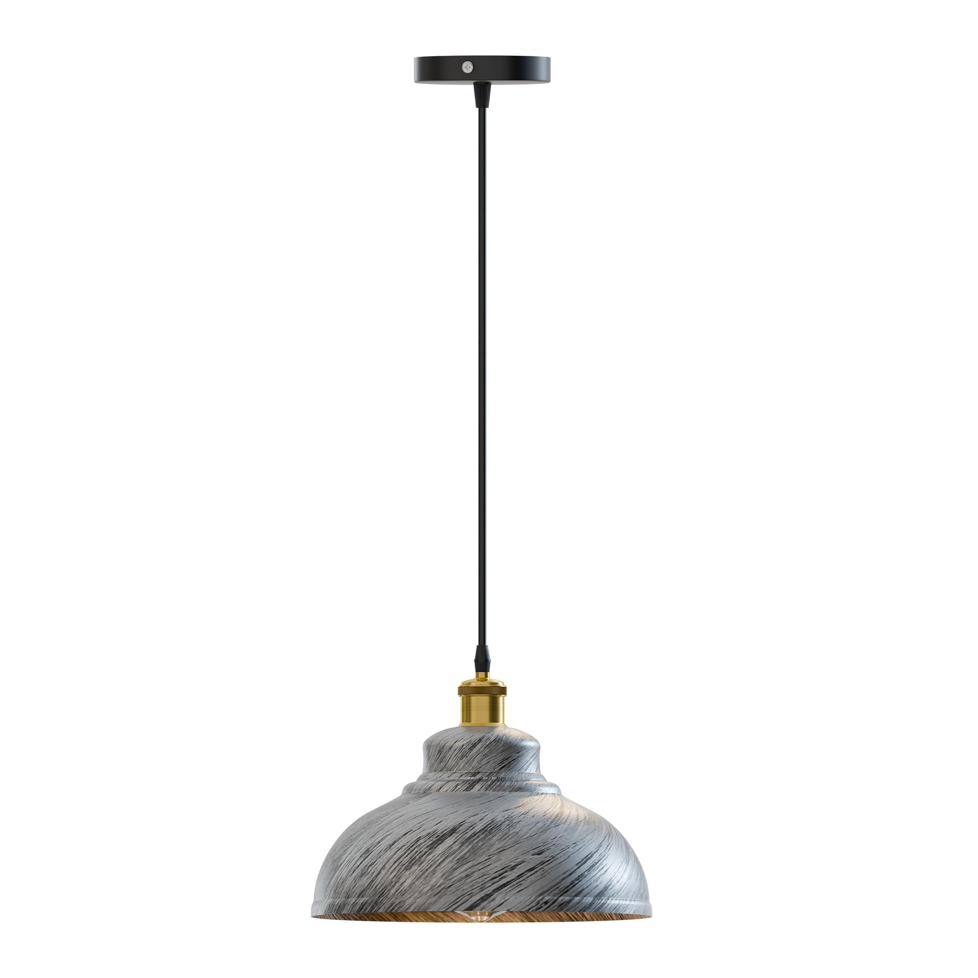 LEDSone Ceiling Pendant Lighting Industrial Metal 29cm Curvy Shade E27 Base 95cm Height Adjustable Cable Hanging Light Fixture for Bedroom Living Room Restaurant