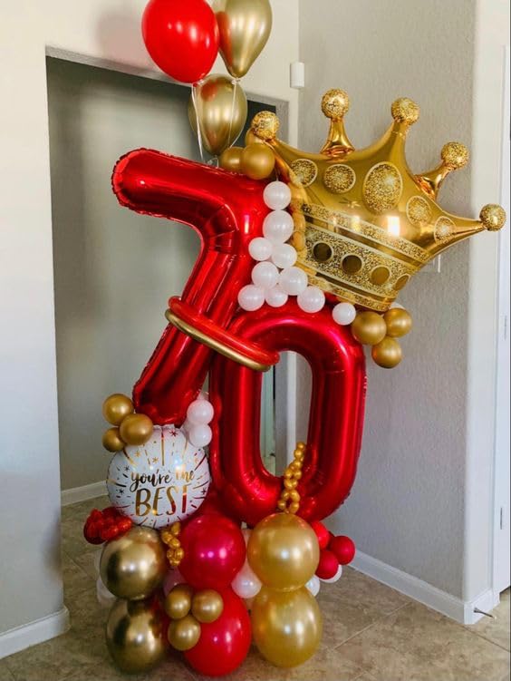 Image of Red Number 7 Balloon 40 Inch, 7th Birthday Party Decorations, Giant 7 Foil Balloon for Party Supplies