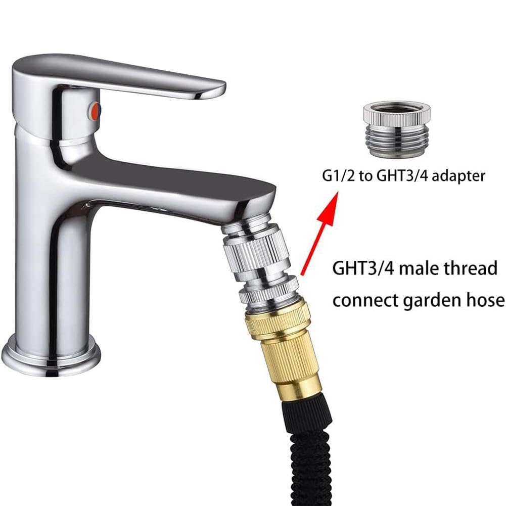 Juego de adaptadores de grifo giratorio para manguera de jardín con conector rápido y arandela portátil, ideal para mangueras de ducha y baño de mascotas, modelo 2025