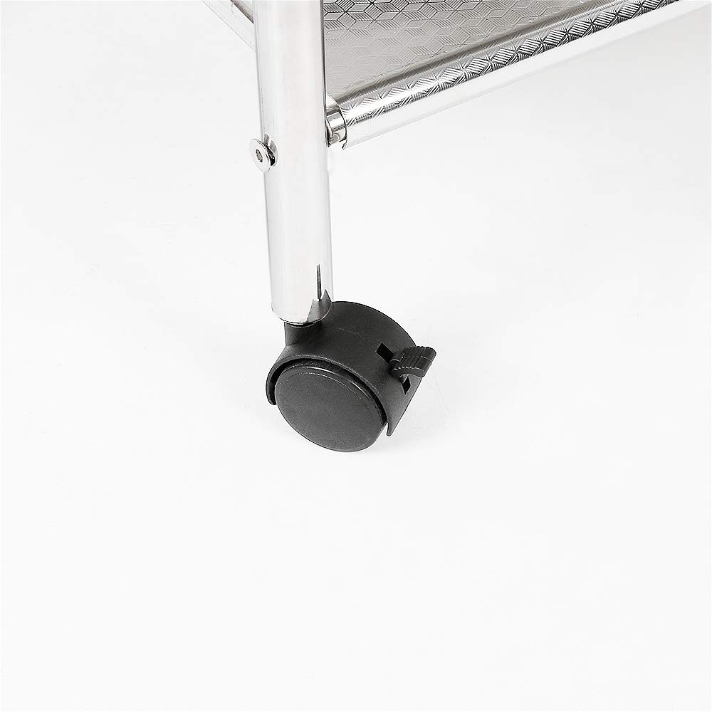 LANTUS Carrello Multiuso Patira in Metallo Cromato 3 Ripiani, con Ruote Carrello da Cucina a 3 Ripiani, in Acciaio Inox,Carrello da Pranzo in Acciaio Inossidabile a Tre Strati in Acciaio Inossidabile