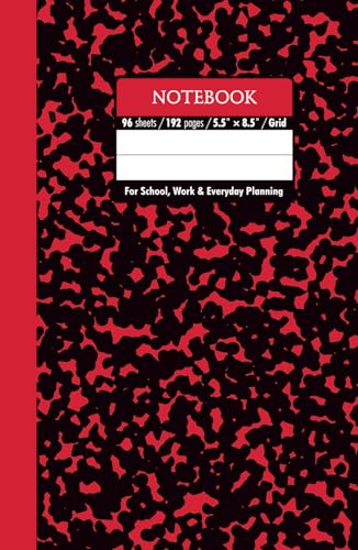 Black & Crimson Marble Hardcover Notebook – Grid, 192 Pages, 5.5" x 8.5", Premium Matte Finish: Perfect for math, science, engineering, design projects, journaling, and daily productivity image 2