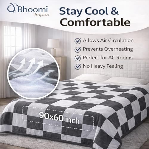 Image of Single Bed Dohar Classic Grey Checkered | Lightweight Summer Quilt | Soft Microfiber AC Blanket | Breathable All Season Comforter | Skin Friendly Bed Cover