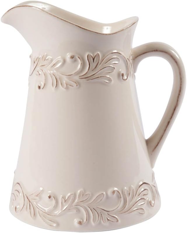 L Tremain Poterie de Cuisine Pitcher, Antique Ivory Rose