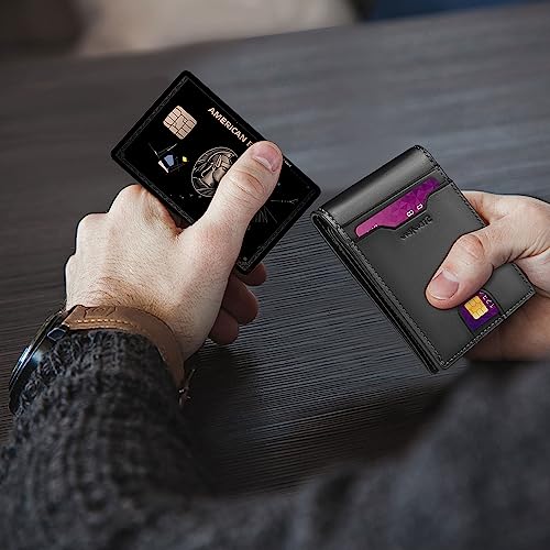 Wallet for Men Slim Minimalist Genuine Leather With Money Clip RFID Blocking Black2